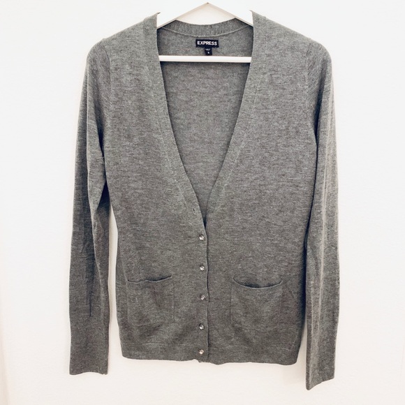 Express Sweaters - Express Cardigan Sweater with Jeweled Buttons